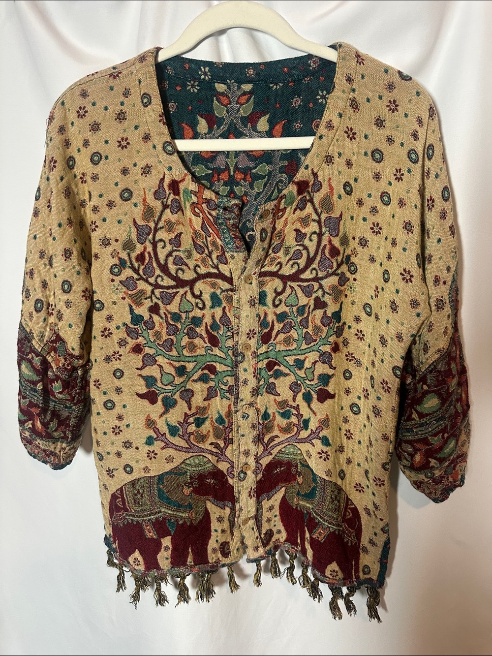 EARTHBOUND Teal Boho Elephant & Tree Tunic - reversible - Picture 8 of 9